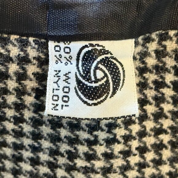vtg Allen Bernard LTD Houndstooth Wool womens Blazer Jacket Black White  Wool - Picture 4 of 9